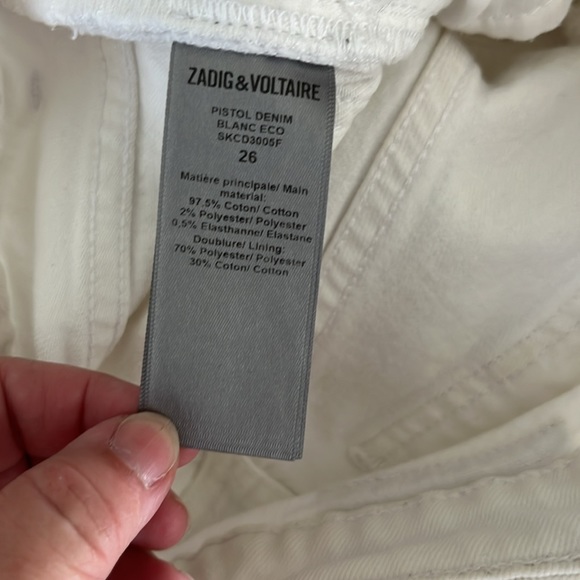 Zadig and Voltaire Pistol Blanc Flare White Jeans - Picture 12 of 13